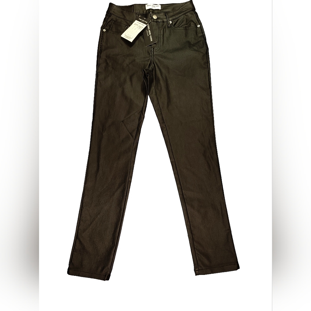 Marc New York High Rise Skinny Super-Stretch Coated Black Denim Ankle Pants Sz 4